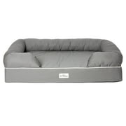 PetFusion Ultimate Orthopedic Memory Foam Dog Bed & Lounge with Medium Firmness Pillow, Waterproof Liner & Breathable Cotton Cover, Small, Gray