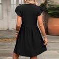 thumbnail image 3 of Dvprdro V Neck Short Flared Sleeve Ruffle Hem Loose A Line Mini Dress for Women Summer Beach Casual Solid, 3 of 7