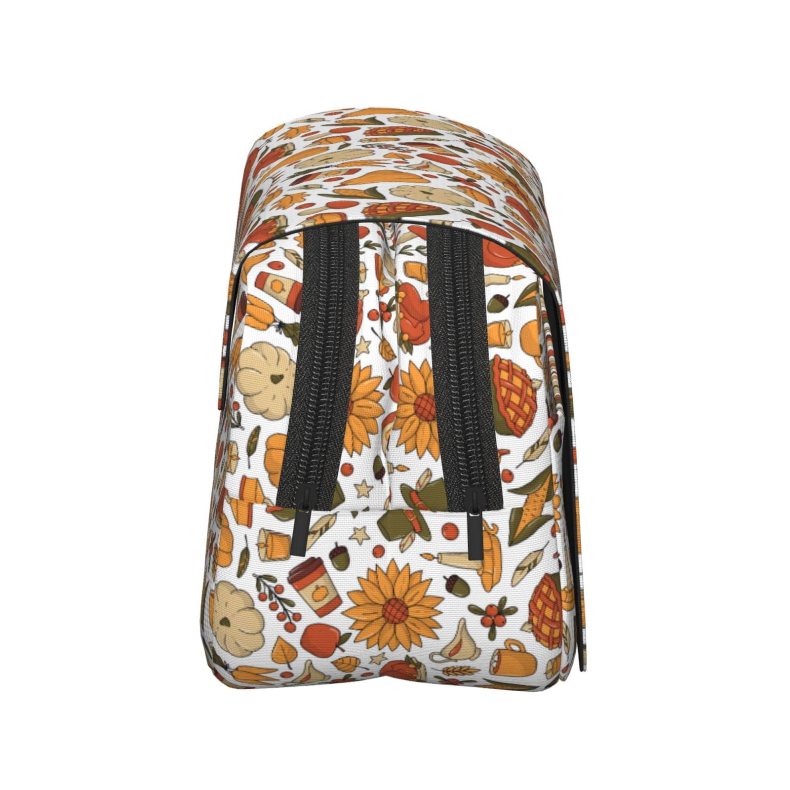 Rateoe Thanksgiving with Food Pattern Double Clamshell Pen Case, Storage Organizer with Two Zipper Compartments– Holds Up to 50 Pencils & Pens