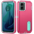 thumbnail image 3 of For Motorola Moto G 5G 2024 PEAK 3in1 Toughest Hybrid with Stand Cover Case - Teal/Hot Pink, 3 of 3