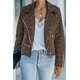 thumbnail image 3 of ABPHQTO Chaqueta corta de mujer con cuello de muesca y cremallera de leopardo marrón, 3 of 5