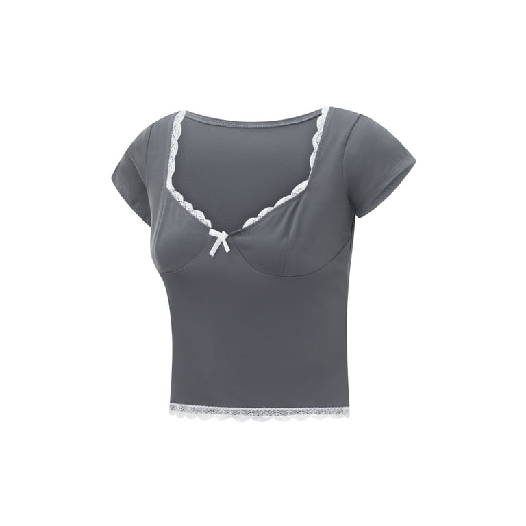 Verdusa Women's Contrast Lace Ribbed Tank Top - Crew Neck Sleeveless Summer Tops