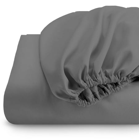 Cot Size 1PC Fitted Sheet - 25 x 75 Inch - 100% Egyptian Cotton Sheets 6 To 8 Inch Deep Pocket, 400TC Ultra-Soft & Cool Sheets for RVs/Bunk/Camp/Guest/Narrow & Twin Beds - Dark Grey Solid.