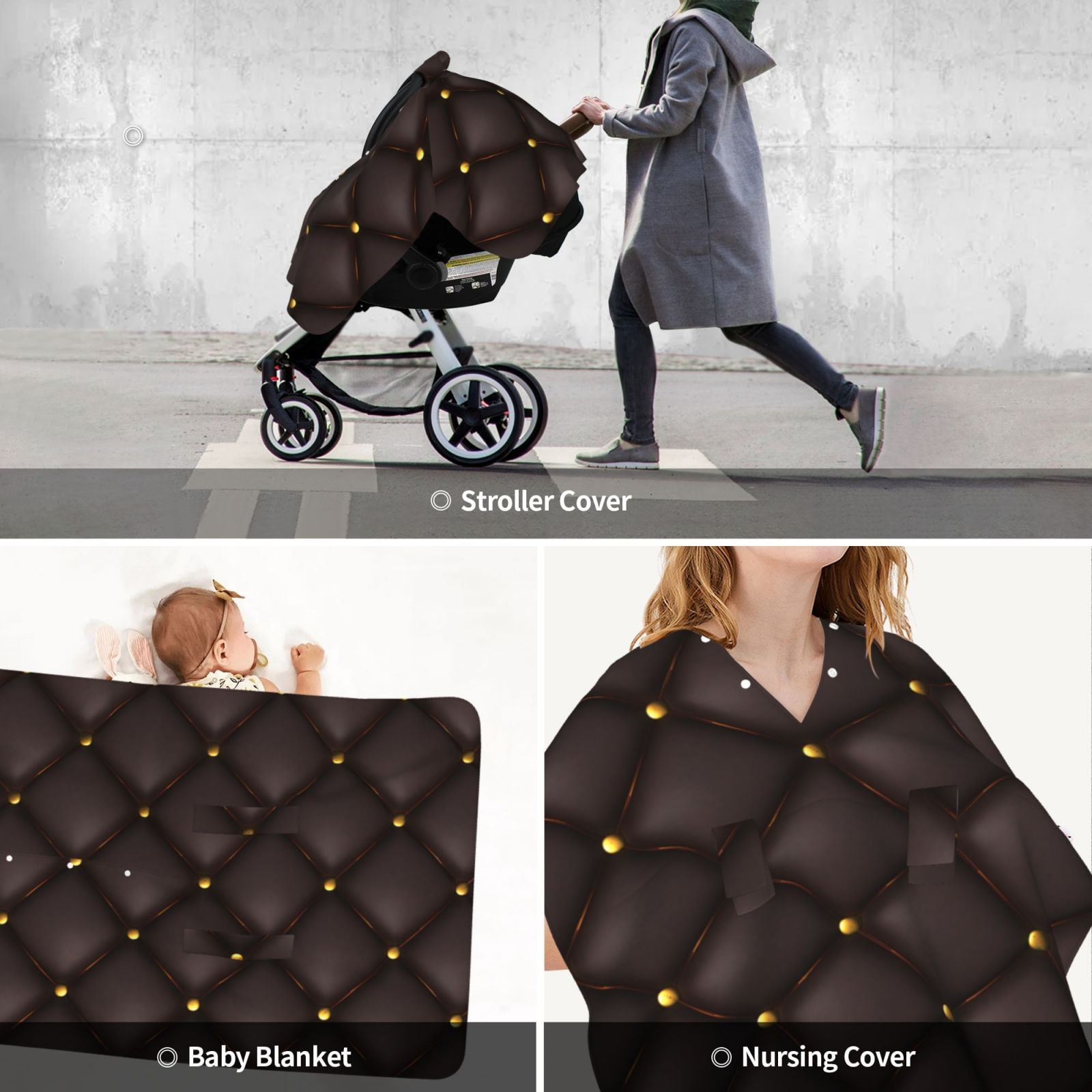 Car Seat Cover Baby - Black Quilted Texture Breathable Infant Car Seat Cover for Baby Carseat, Lightweight Comfort Baby Essentials Must Haves Newborn Stuff for Girl Boy