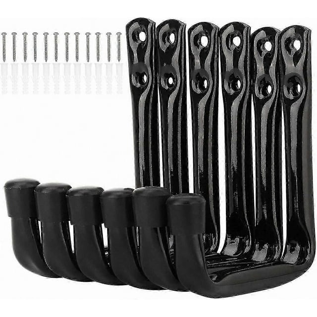 Heavy Duty J Hooks for Garage Storage, 6-Pack Steel Wall Mount Hangers, 12cm x 10cm Utility Hooks