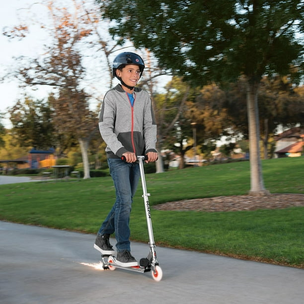 Razor Spark Ultra Folding Kick Scooter - Red, LED Light-up Wheels