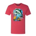 thumbnail image 2 of Pair of Dolphins Swimming in Ocean Animal Lover Mens Premium Tri Blend T-Shirt, Vintage Red, Medium, 2 of 3