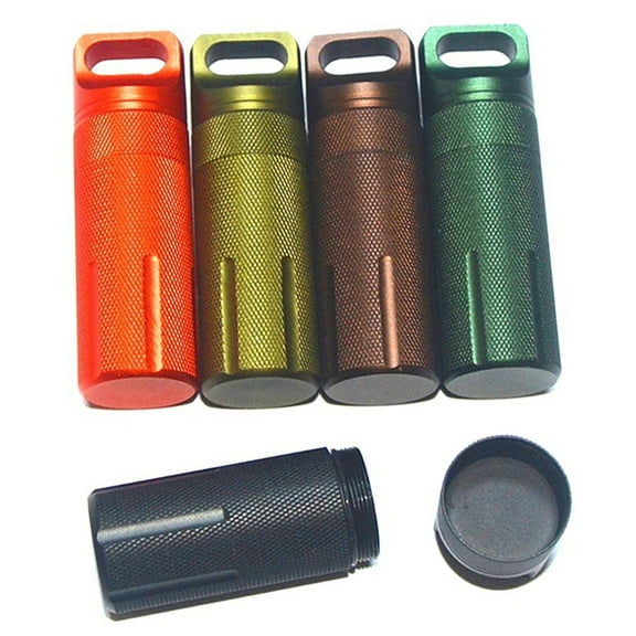Travelwant Outdoor Waterproof Survival Container Capsule Airtight Aluminum Pill Bottle Match Seal Storage Case Camping Essentials Emergency Tool Medicine Storage Bottle