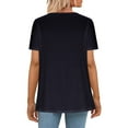 thumbnail image 4 of HAPIMO Women's Trendy Loose Button Pullover Dressy Tunic Clearance V Neck Shirts Casual Relaxed Workout Blouses for Teen Girls Solid Color Summer Tees Short Sleeve Black S, 4 of 6