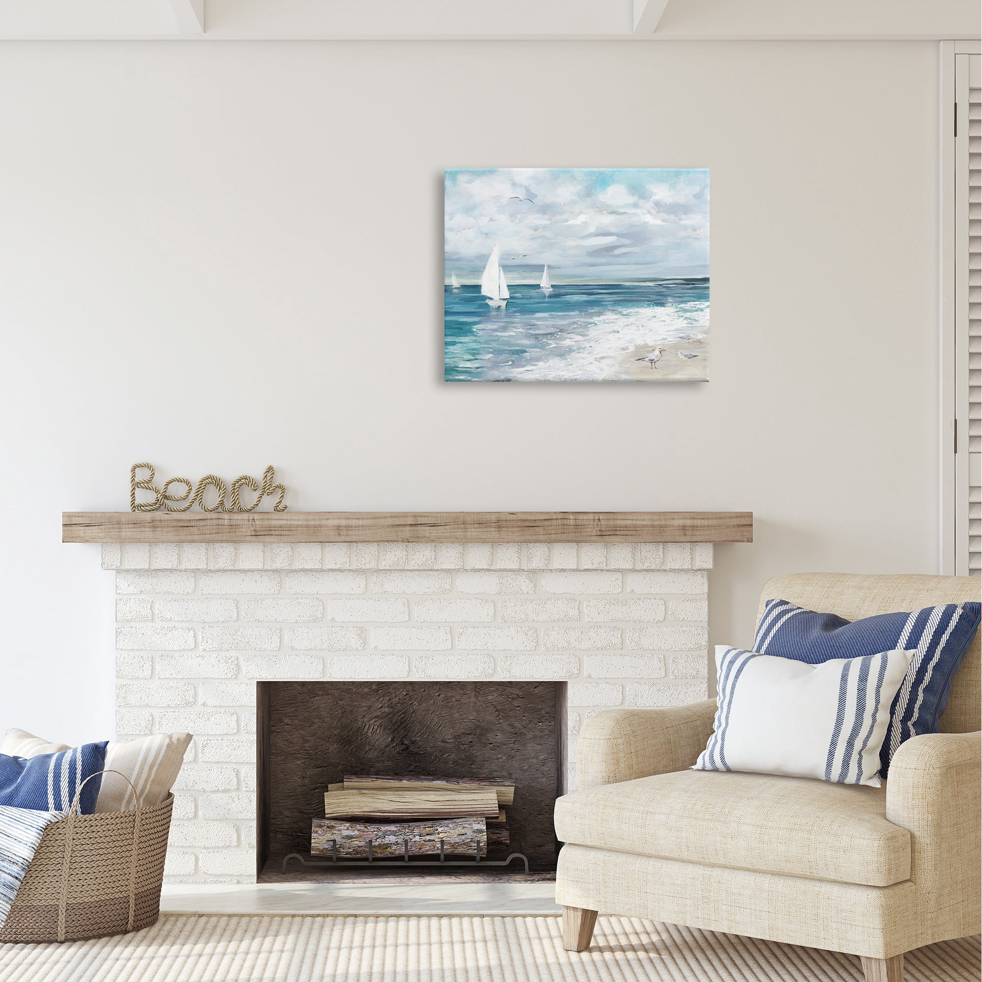 Stupell Industries On The Water Landscape Nature Painting Gallery Wrapped Canvas Art Print Wall Art, 30 x 24
