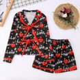 thumbnail image 3 of MIXUE Tween Girls Outfit Sets Pajamas Spring Home Printed Bow Tie Parent Daily-Wear,Black,10-11 Years, 3 of 3