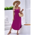 thumbnail image 4 of Women'S Summer Casual Sleeveless U Neck Dress Beach Cover Up Long Maxi Dresses with Pocket Rose Red XXL, 4 of 10