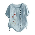 thumbnail image 4 of Npasoilc Summer Tops for Women 2024 Trendy Short Sleeve Square Neck Button Down Blouse Casual Loose T-shirts, 4 of 5