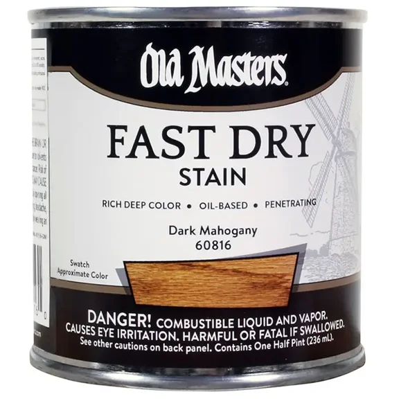 1/2 pt Old Masters 60816 Dark Mahogany Fast Dry Stain Interior Oil-Based Wood Stain
