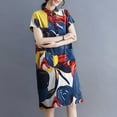 thumbnail image 6 of ZANZEA Women Floral Printed Dress Vintage Short Sleeve Casual Lapel Neck Dress, 6 of 14