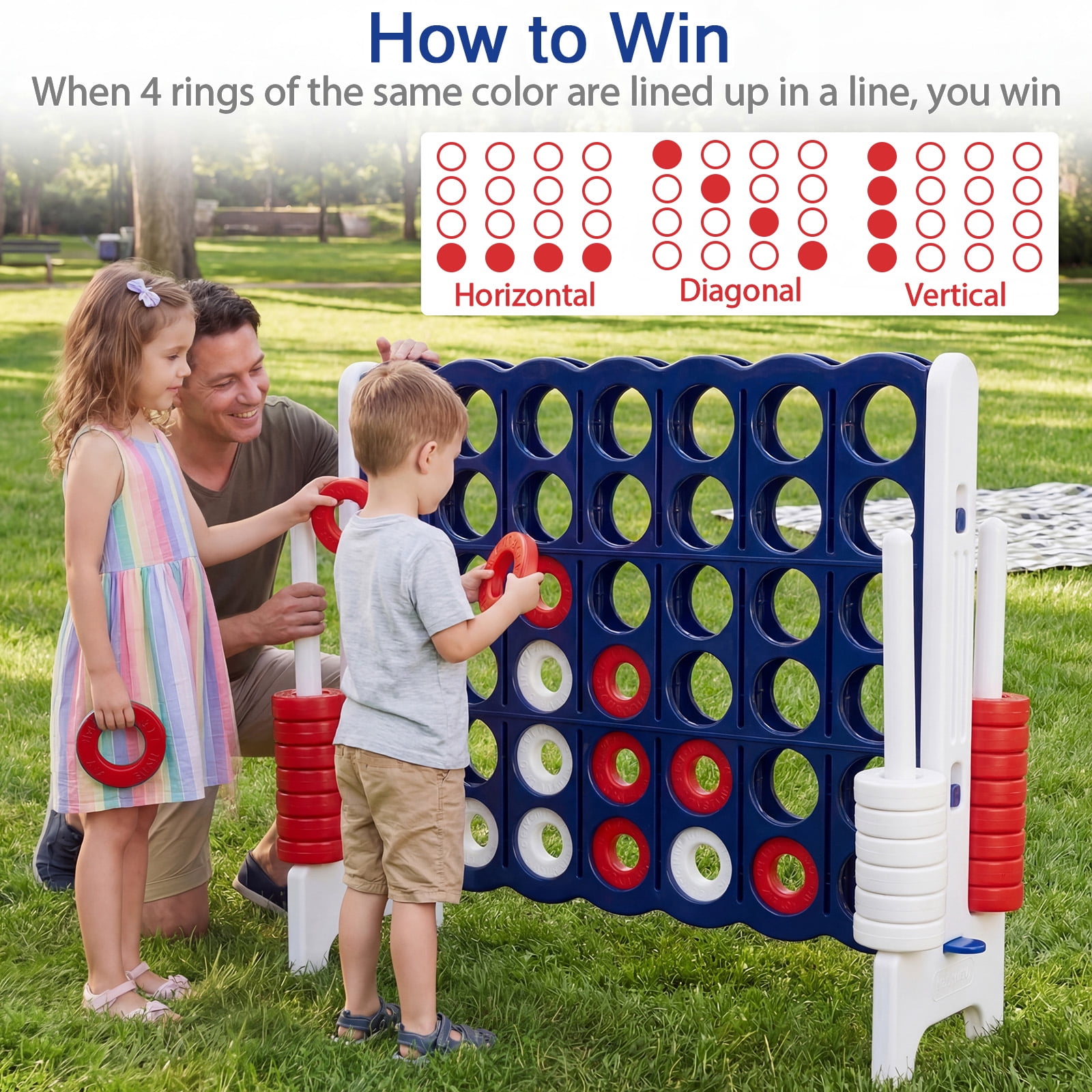 Costway Jumbo 4-to-Score 4 in A Row Giant Game Set Indoor Outdoor Adults Kids Family Fun