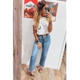 thumbnail image 6 of Women's White RODEO Horseshoe Embroidered Patch Pocket T-Shirt - Trendy Casual Tee | [ZhiHiMeRi] | (US 12-14)L, 6 of 12