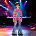 thumbnail image 6 of RUTAYY Girls Flare Pants Rainbow Ombre Glitter Dot Print Full Waist Button Zipper Fly Stage Performance Bottoms, 6 of 7