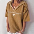 thumbnail image 2 of Birdeem Mode Femme Décontractée Manches Courtes Col en V Imprimé Lettre T-Shirt Blouse, 2 of 5
