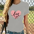 thumbnail image 1 of TIMIFIS Hauts à Manches Courtes pour la Saint-Valentin pour Femmes Mode Décontractée Col Rond Imprimé Cœur d'Amour T-Shirt d'Été Ample Col Rond, 1 of 4
