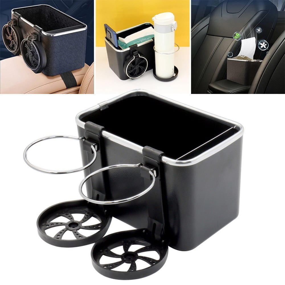 Multifunctional Car Armrest Box Cup Holder Car Tissue Box Storage Box Case  Black - Walmart.com