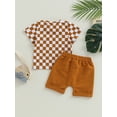 thumbnail image 4 of GXFC Toddler Boys Summer Checkerboard Print Shorts Outfits Kids Boys Short Sleeve T-shirt Tops with Pocket and Short Pants Set Casual Clothes 2Pcs 0-3T, 4 of 8
