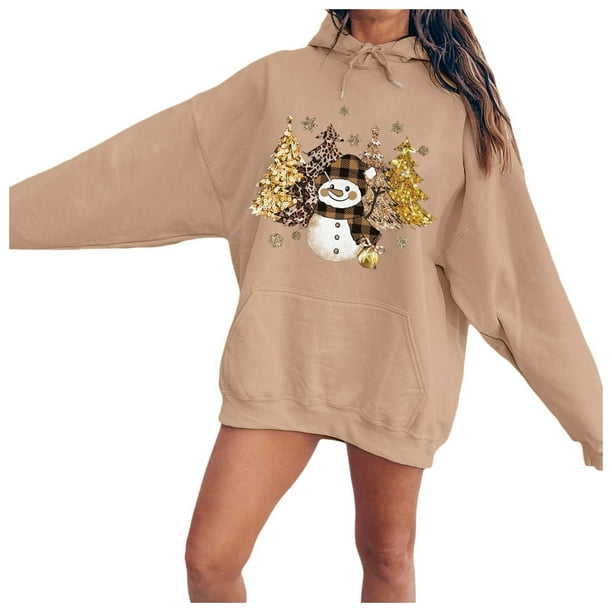 WILLBEST Sudaderas para Mujer, Estilo Otoño/Invierno, con Estampado de Muñeco de Nieve y Árbol de Navidad Chica