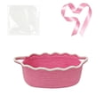 thumbnail image 2 of Woven Cotton Storage Basket with Handles, Decorative Gift and Organizer Basket for Shelf, Closet, Bathroom and Pantry, Dark Pink, 2 of 6