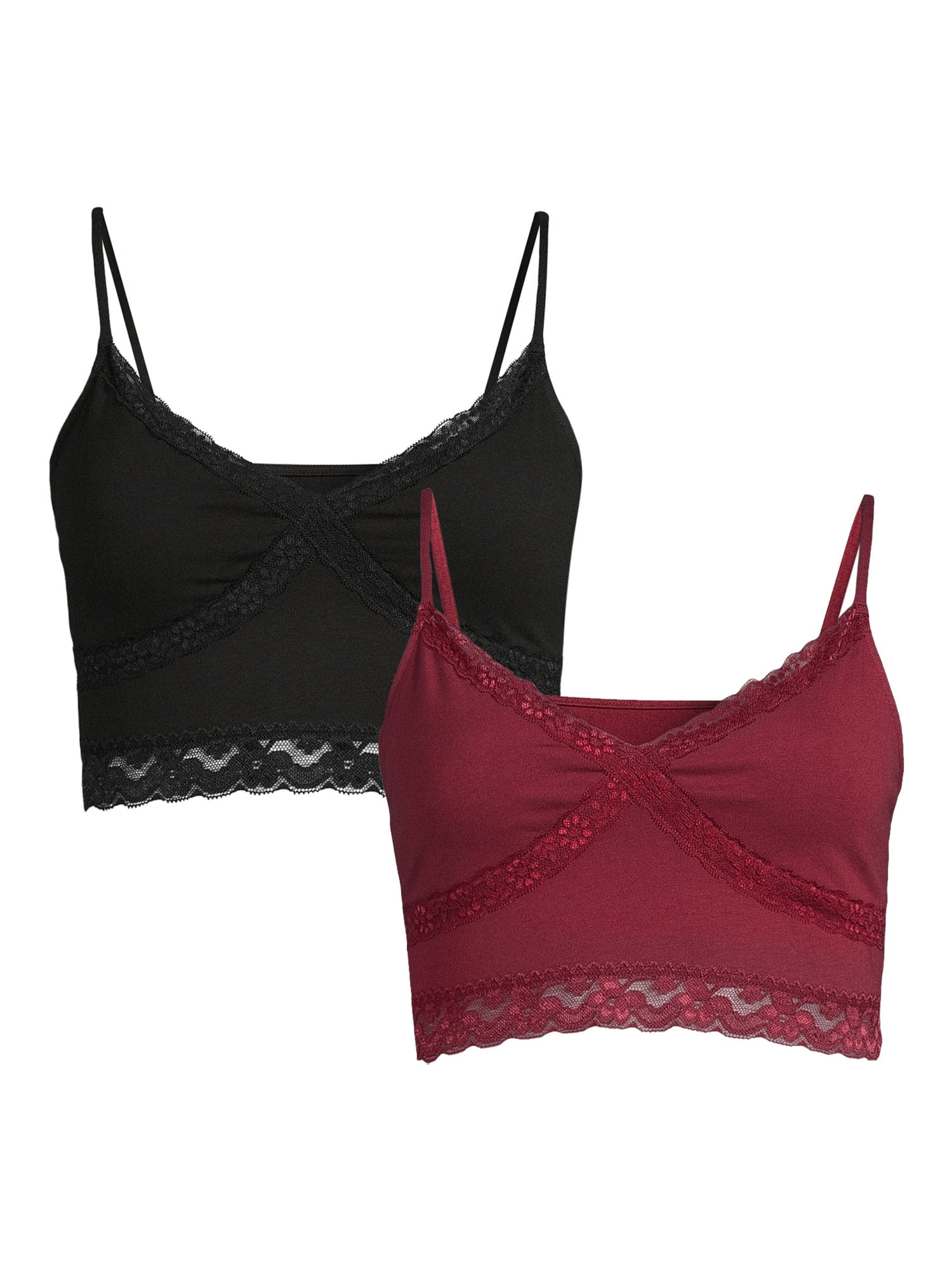 No Boundaries Juniors' Lace Trim Brami, 2 Pack