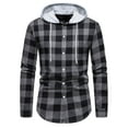 thumbnail image 2 of Rloper-Lop Flannel Plaid Hooded Shirts for Men Long Sleeve Button Down Hoodies Regular Fit Lightweight Coats Mens Fashion Drastring Sports Jackets, 2 of 9