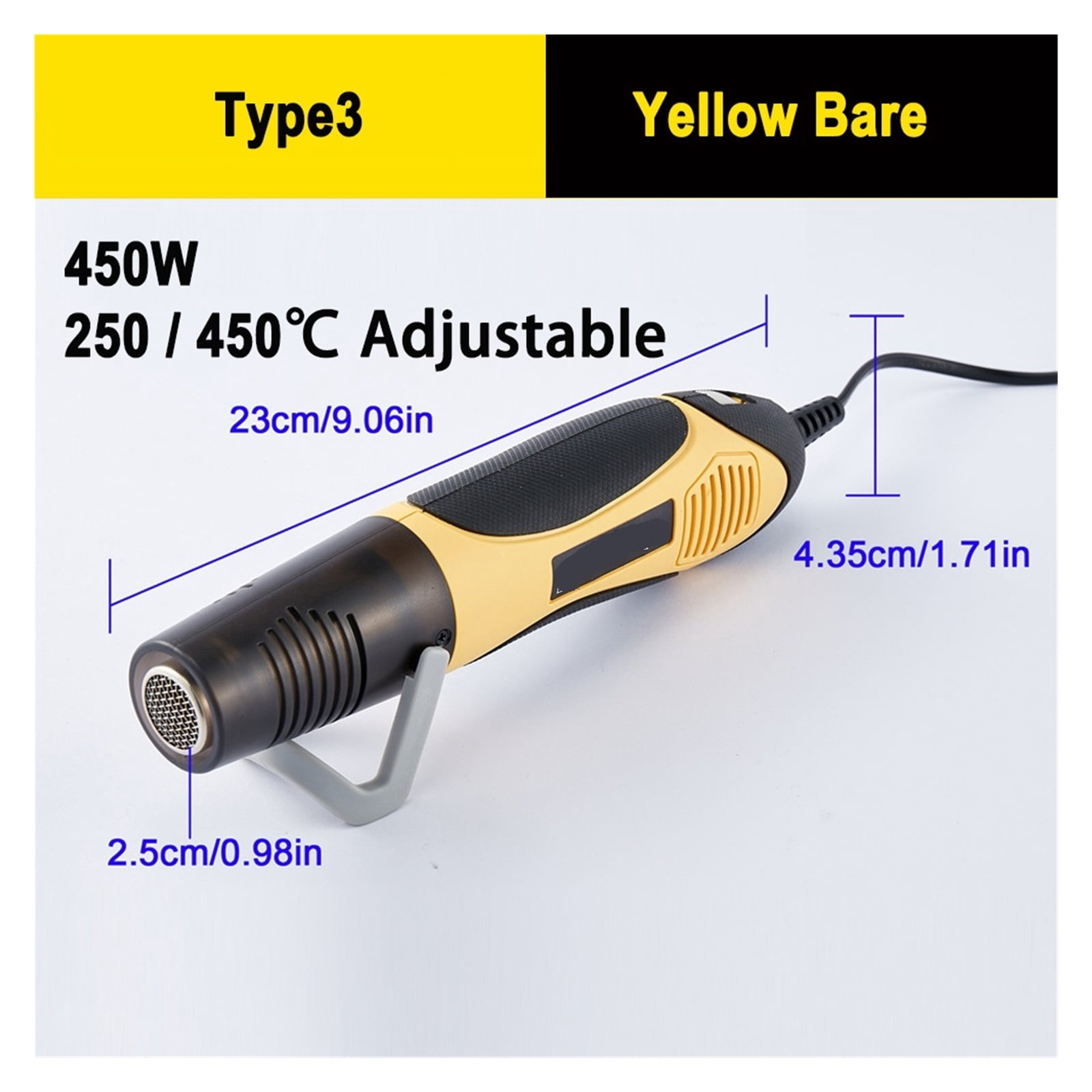 350W/450W Two-Speed Mini Hot Air Gun Heating Gun Welding Heat Gun Mobile Phone Repair Car Film Tool Temperature Adjustable ,Variable Temperature