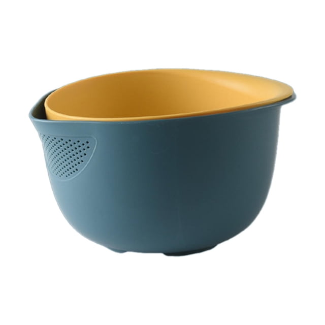 Cesta para lavar verduras, colador, cuenco para escurrir, cuenco para limpiar frutas, colador de alimentos Azul