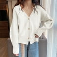thumbnail image 2 of jtjvou Cropped Cardigan Sweaters for Women Lightweight Crop Solid Button Knit Y2k Fall Outfits Fashion Clothes 2025 White Free Size, 2 of 6