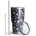 thumbnail image 2 of 30oz Pioneer Flower Floral Print Pattern Tumbler, Double Wall Vacuum Insulated Cup, BPA-Free Leak Proof Lid & Reusable Straws, Hot 12h, Cold 34h, 2 of 6