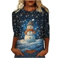 thumbnail image 2 of Craaazy Christmas Tops for Women Christmas Holiday Print 3/4 Sleeve Xmas Blouse Gifts, 2 of 5