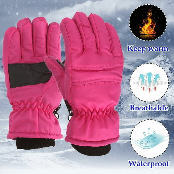 Kids Ski Gloves Boys & Girls Warm Thermal Mittens for Skiing Riding Color Hot Pink Size L