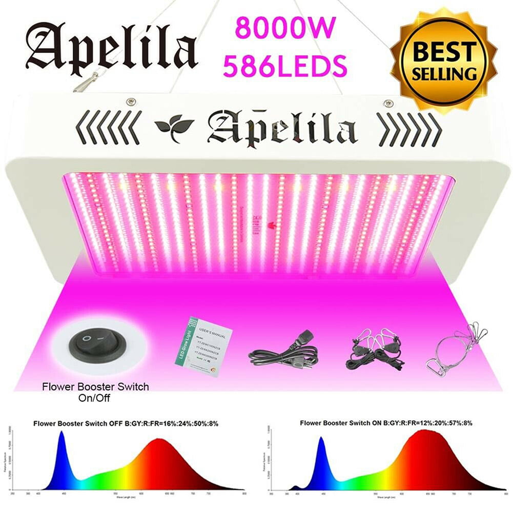 8000W LED Grow Light Full Spectrum for Indoor Plants Switch Lamp Panel+Chain US