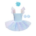 thumbnail image 2 of Sholeno Girls Sleeveless Ballerina Skirted Leotard with Hair Clip Cuffs Ballet Dance Tutu Princess Dress Light Blue 2-3, 2 of 7