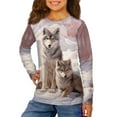 thumbnail image 2 of DISNIMO Wolf Print Boys T Shirt Long Sleeve T Shirts for Kids Crew Neck Tshirt Girls Cute T-Shirts for 3-4 Year Old Girls Clothes Long Sleeve Shirts for Boys Soft Shirts Kids Fall Outfits, 2 of 7