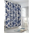thumbnail image 3 of Shower Curtains Blue Flowers Pattern Bath Curtain Linen Background Waterproof Bathroom Shower Curtain Set with Hooks Decoration 72 x 72 Inches, 3 of 7