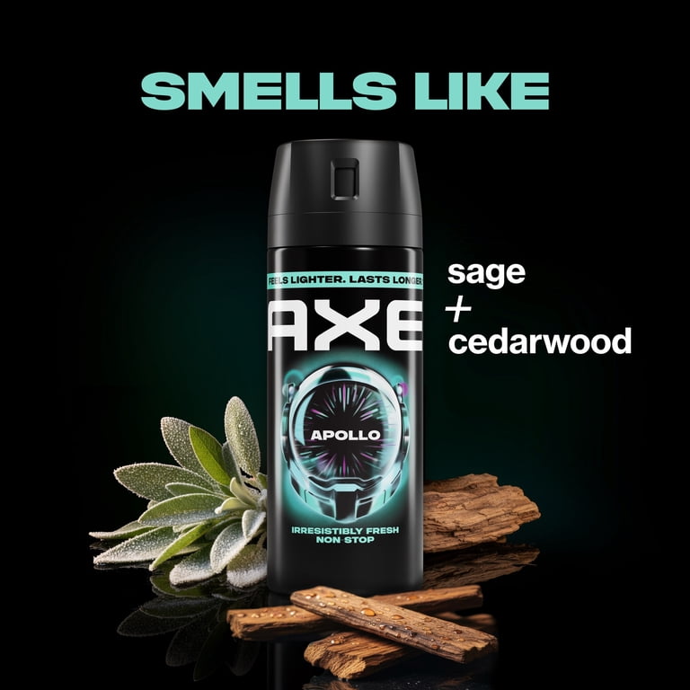 AXE, Body Spray Apollo Aluminum Free, 48 Hour All Over Fresh, 3.9