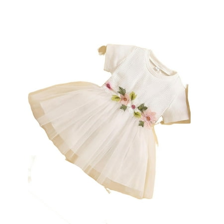 

Party Floral Print Round Neck Fit and Flare Short Sleeve White Baby Dresses (Baby s)