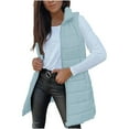 thumbnail image 2 of Frostluinai Puffer Vest Women Stand Collar Sleeveless Long Quilted Jacket Zip Up Lightweight Warm Padded Gilet Coat Outerwear with Pocket, 2 of 10
