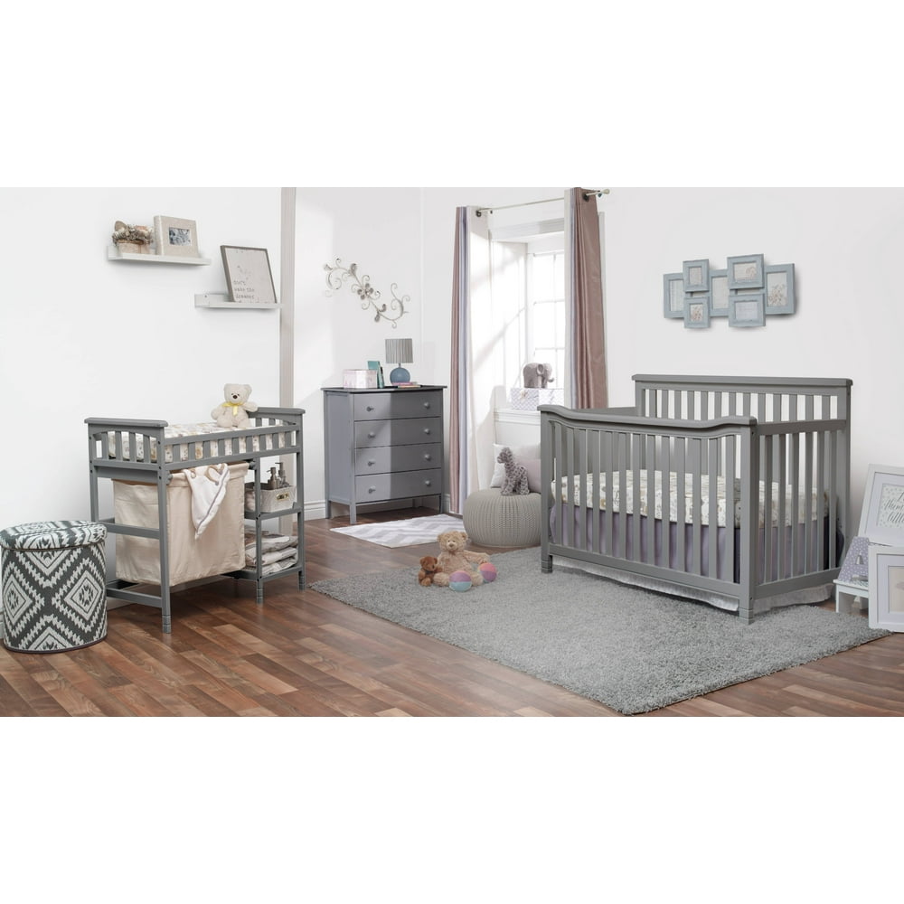 Sorelle Palisades Room In a Box, Grey Crib, Dresser, and Hamper