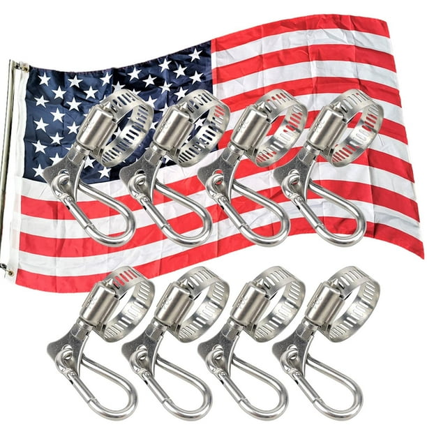 8 Pack Boat Flag Pole s with Carabiner Ring Grommet Flags Bracket