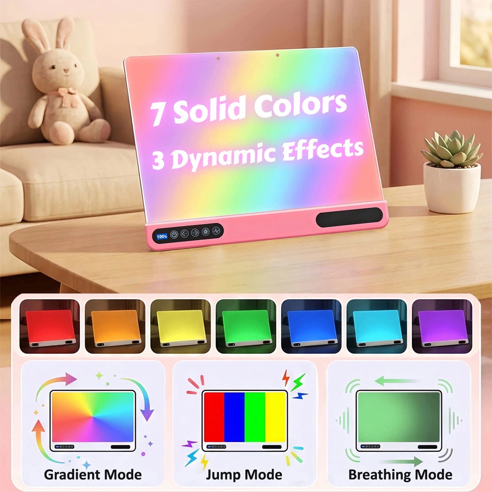 16 inch Rechargeable LED Drawing Board for Kids, 10-Color Light up Doodle Pad, 1500mAh Battery, Digital Display, Touch Buttons & Built-in Stand, Pink