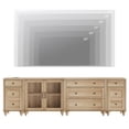 thumbnail image 4 of Large TV Stand for 100-Inch TV, TV Console Table for 85-95 Inch TVs, Entertainment Center with Charging Station & Glass Door, Kitchen Sideboard Buffet Cabinet for Dining Room, Oak Finish, 4 of 6