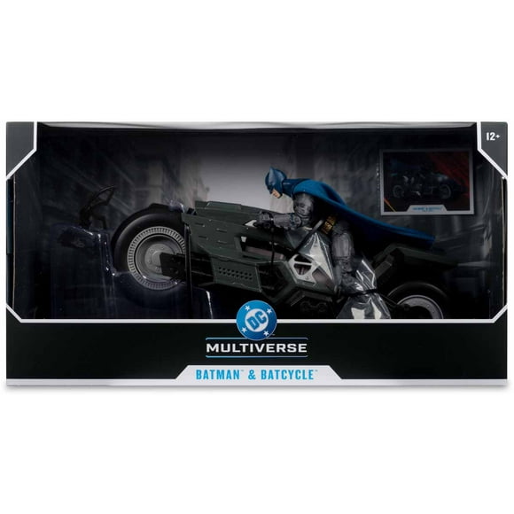 DC Multiverse The Flash Figurine de Véhicule à l'Échelle de 7 Pouces - Batman et Batcycle