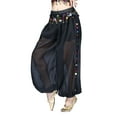 thumbnail image 4 of SWSMCLT Women's Dance Costume Lightweight Pants Dance Loose Fit Fringe Metal Bloomers Winter Hippie Belly Black Small-Large, 4 of 5
