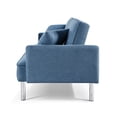thumbnail image 4 of Tufted Futon Convertible Sofa Sleeper with Two Throw Pillows in Blue Velvet, 4 of 14